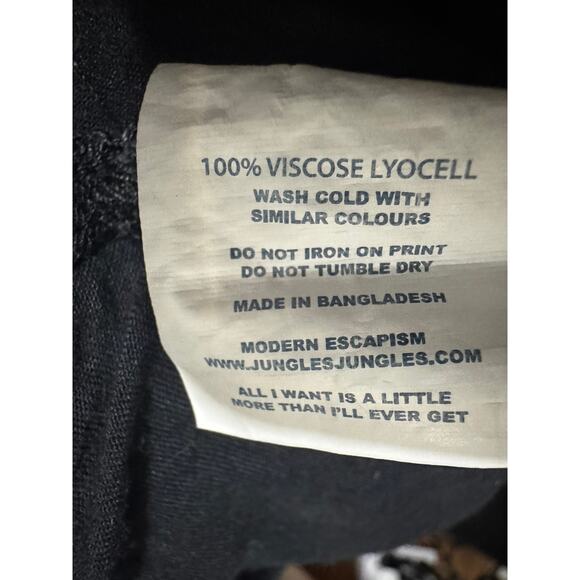 Jungles Black Waterfall Camp Shirt Modern Escapism Lyocell Button-Up (L) - Picture 6 of 6